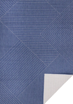 Brise estivale Tapis d’extérieur avec rayures (5,3 pi X 7,7 pi) – bleu, blanc