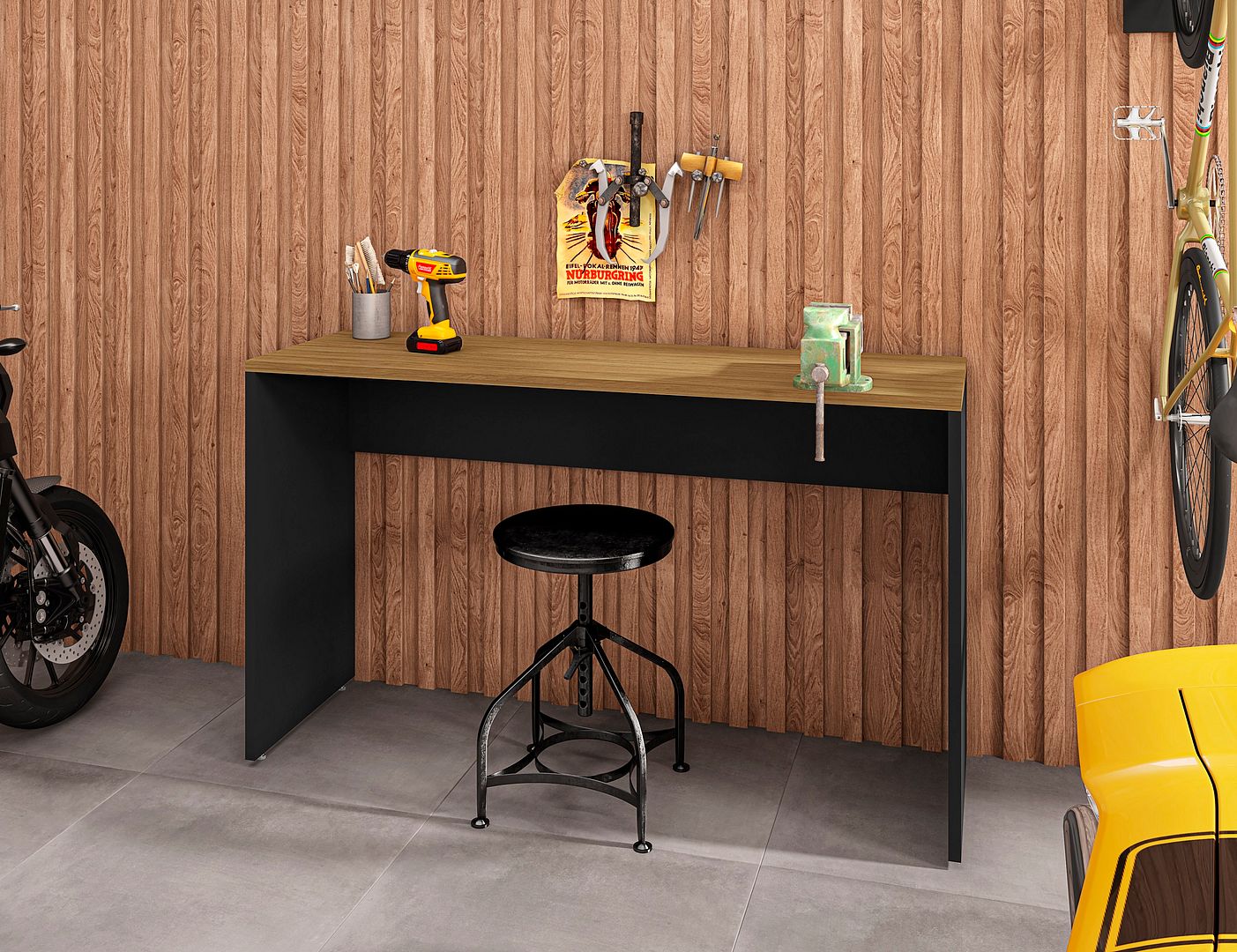 Lunde Garage Desk - Black Matte