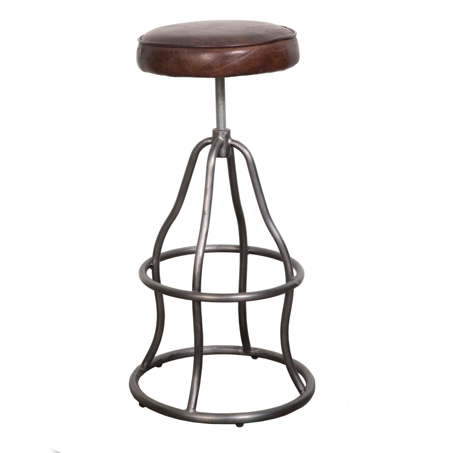 Maloe Leather Bar Stool - Vintage Brown