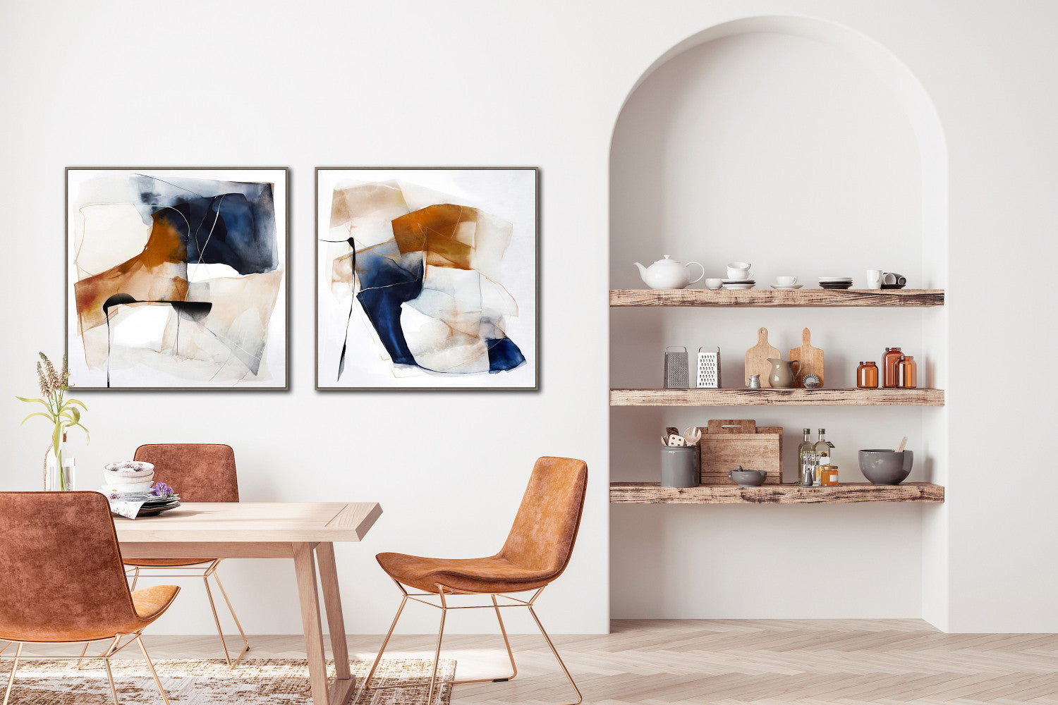 Midnight Fold I Wall Art - Orange/Blue - 32 X 32