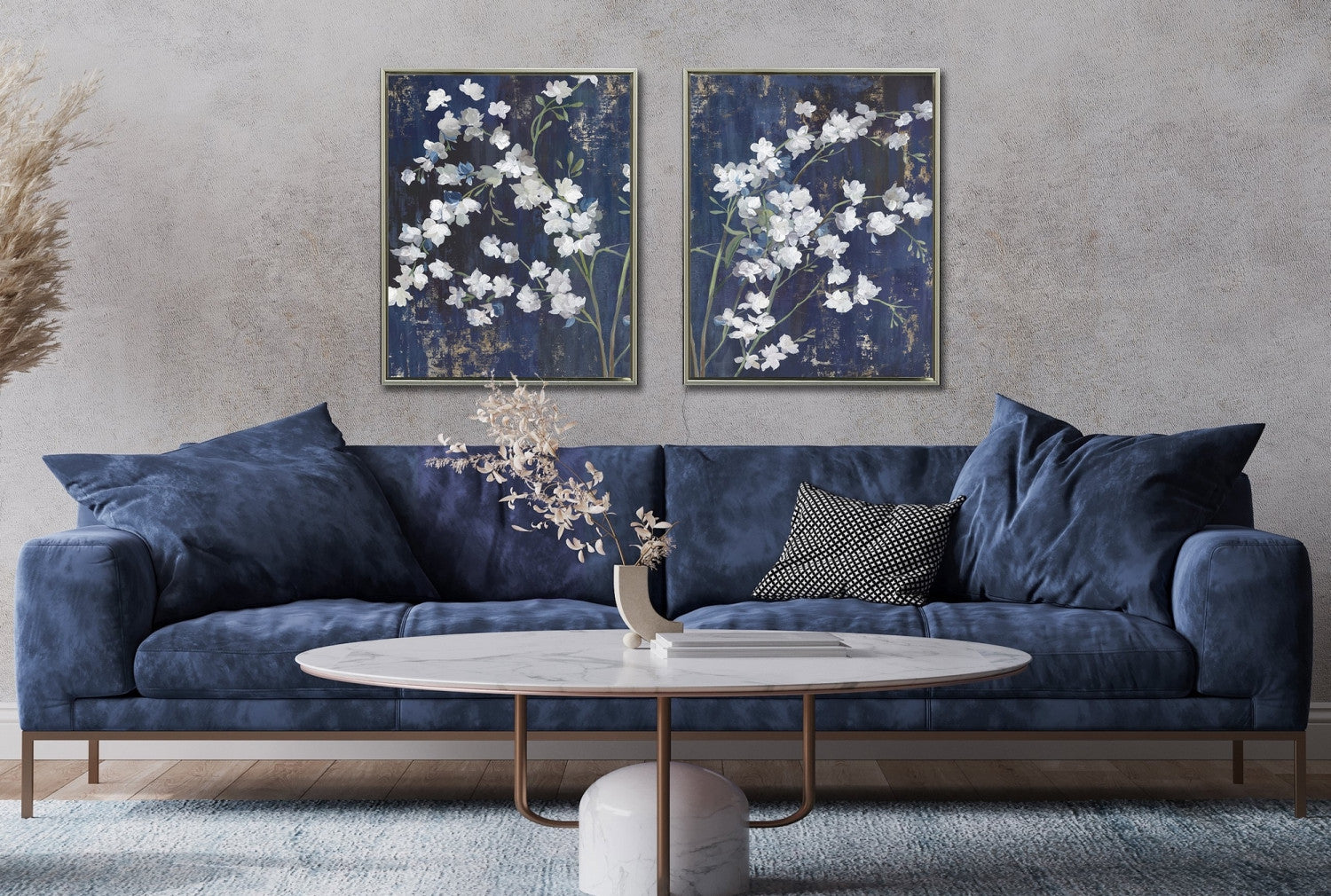 Blossoms in Indigo I Wall Art - Blue/White - 24 X 30