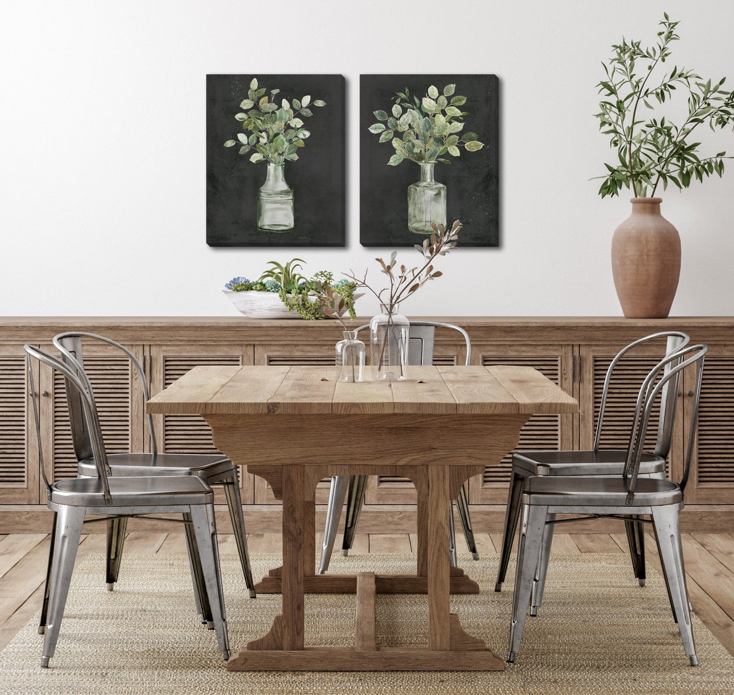 Botanical Still Life Wall Art - Charcoal - 16 X 20 - Set of Two