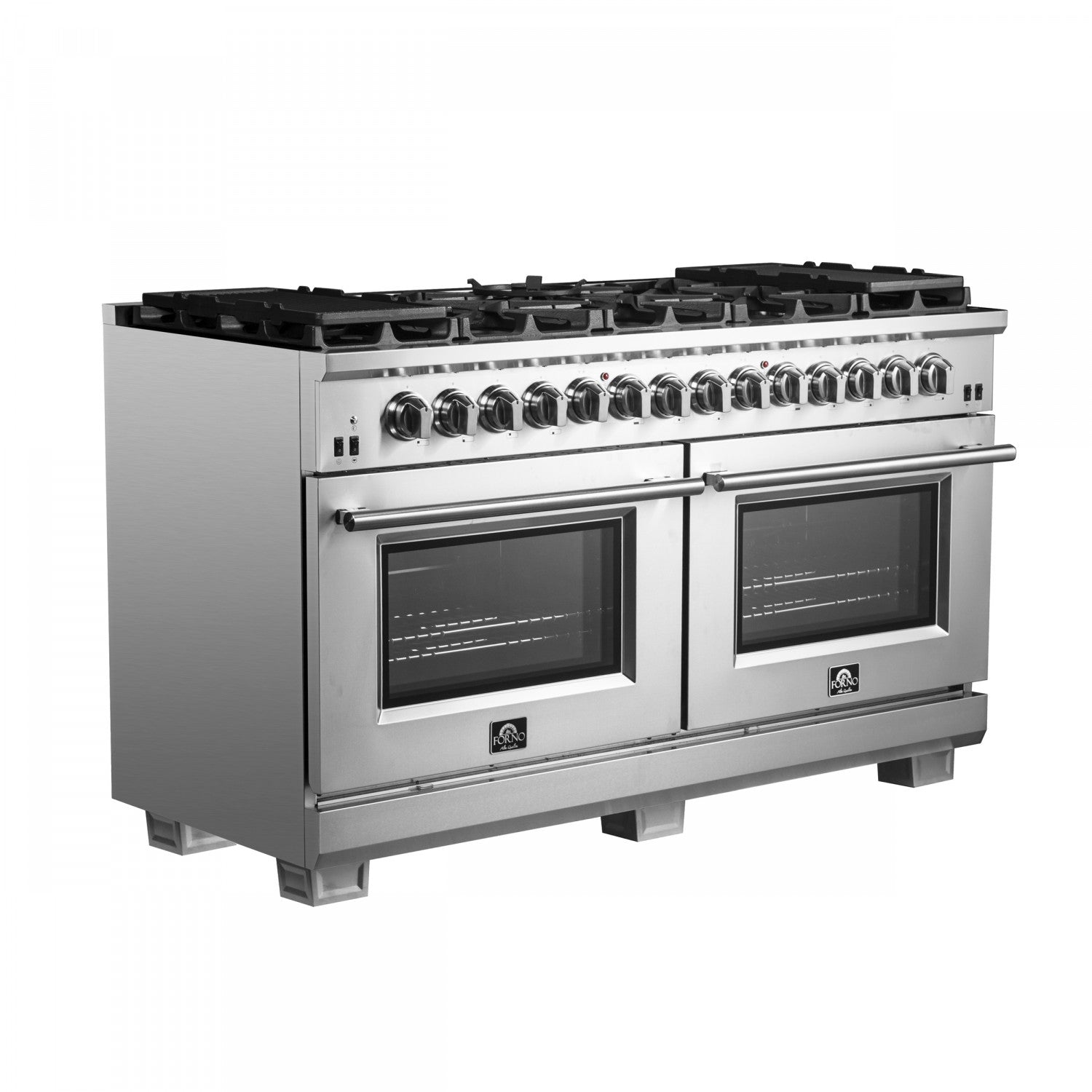 Forno Capriasca 60" Stainless Steel Dual Fuel Double Oven Range with True Convection And Air Fry (8.54 Cu. Ft.) - FFSGS6187-60
