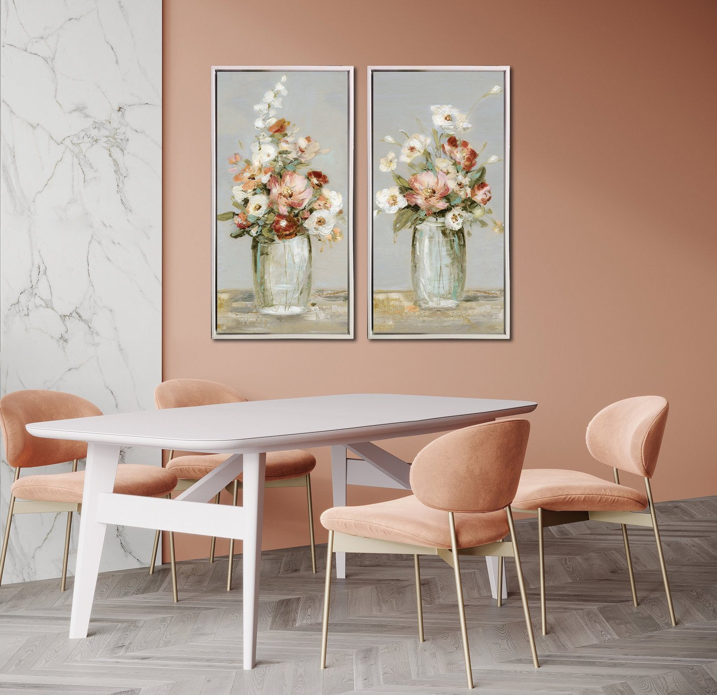 Vintage Blossoms II Wall Art - Multi-Colour - 36 X 18
