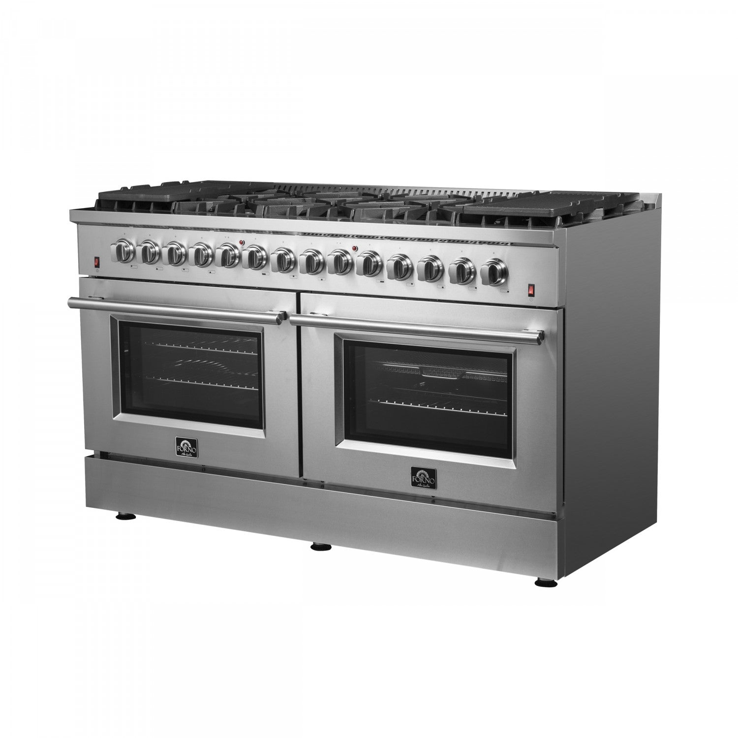 Forno Galiano 60" Stainless Steel Freestanding Dual Fuel Double Oven Range with True Convection (8.64 Cu. Ft.) - FFSGS6156-60