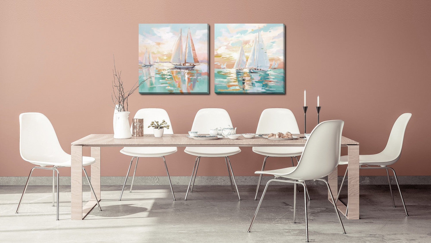 Sailboat Glow II Wall Art - Blue/Orange - 24 X 24
