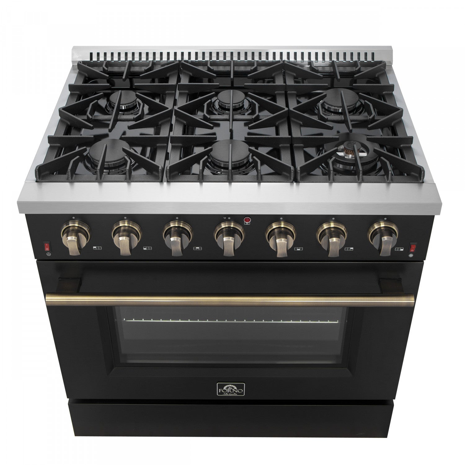 Forno Galiano 36" Black Freestanding Gas Range (5.36 Cu. Ft.) - FFSGS6244-36BLK