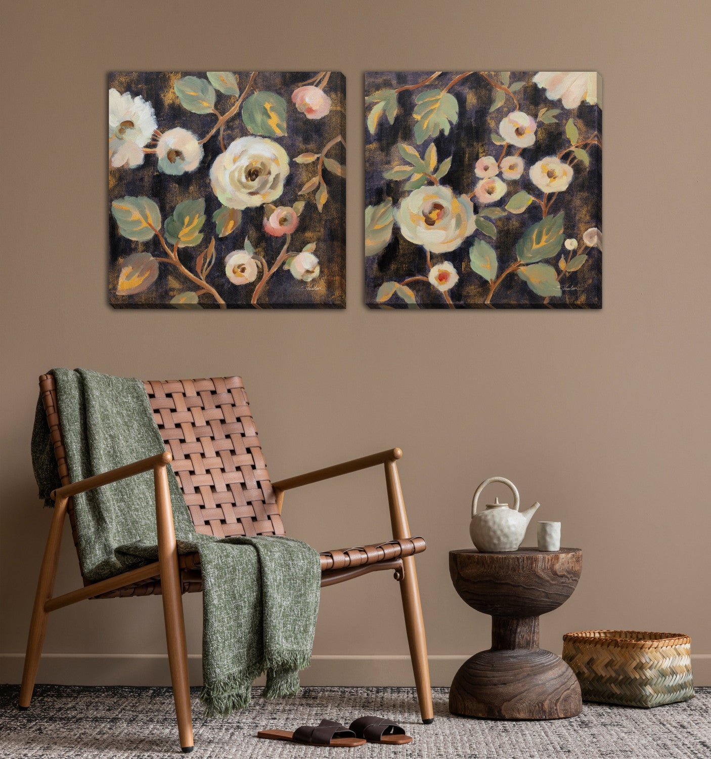 Dusky Blooms I Wall Art - Natural - 24 X 24