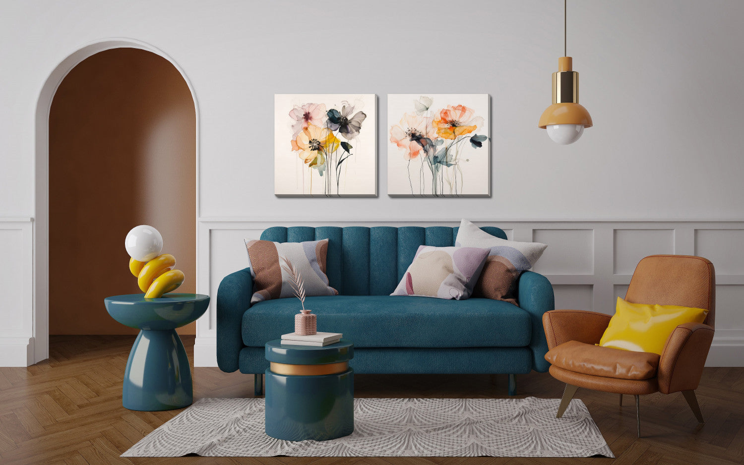 Watercolour Blooms II Wall Art - Multi-Colour - 24 X 24