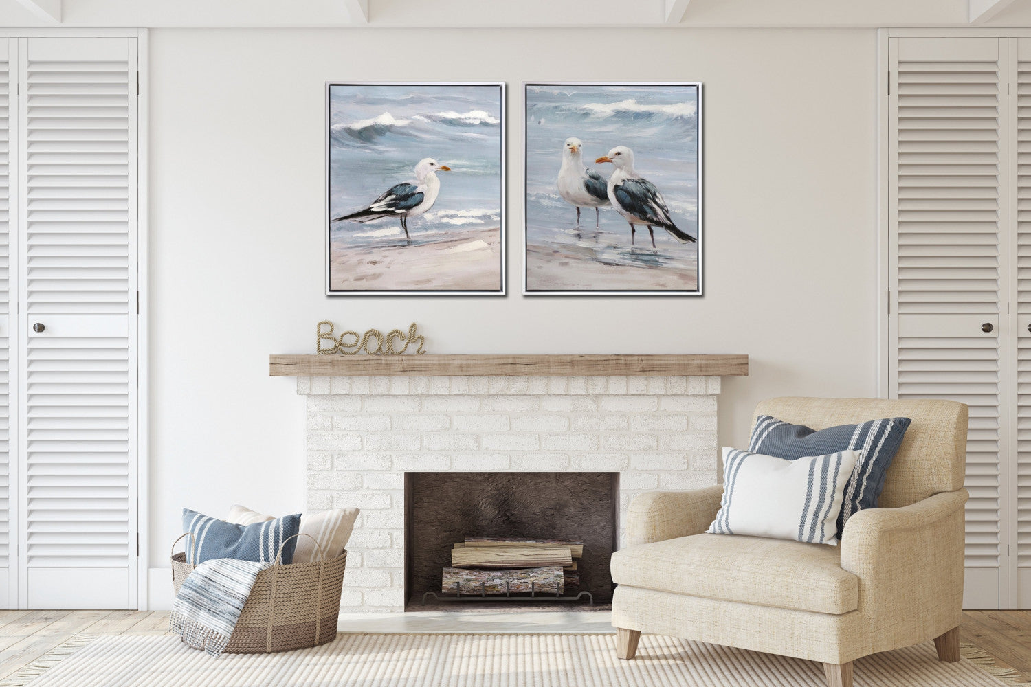 Coastal Companions II Wall Art - Blue/White - 20 X 24