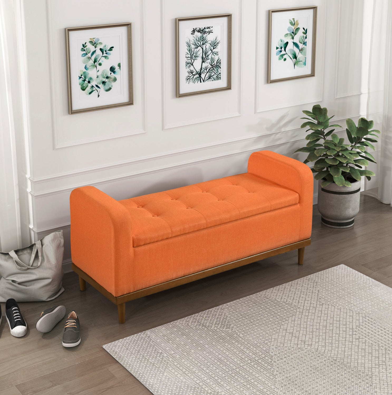 Elayne Ottoman Bench - Orange