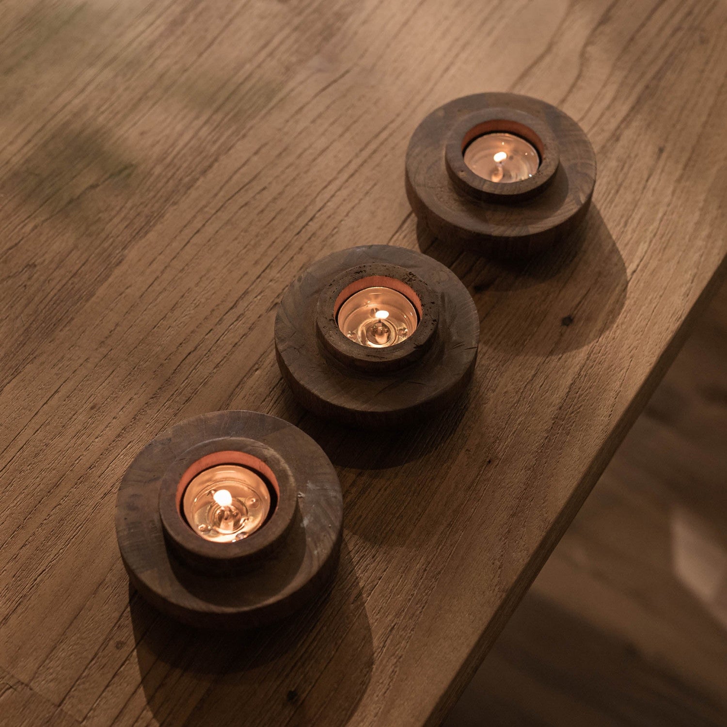 Bayan Ring Candle Holder - Wood Grain