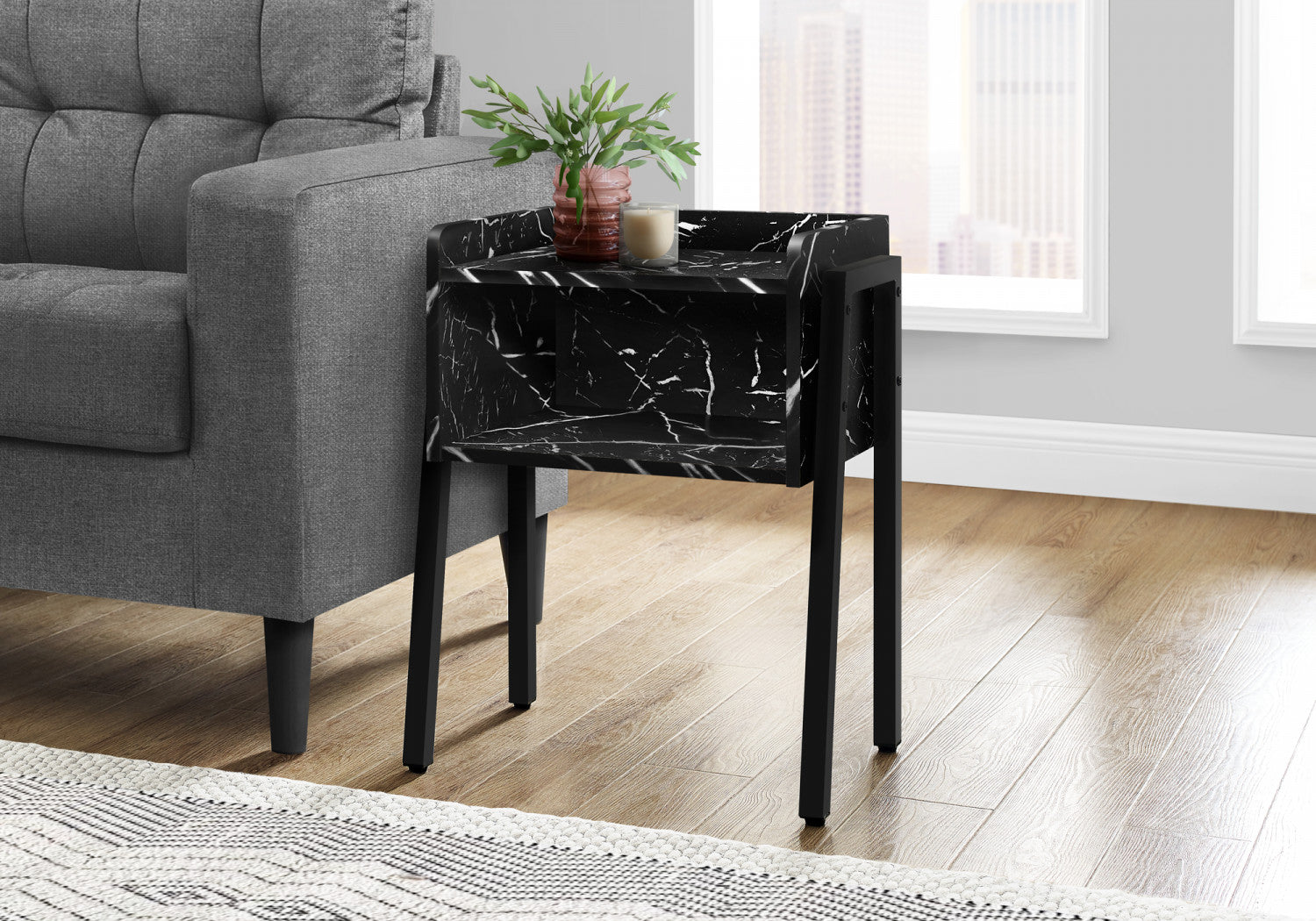Jora Side Table - Marble Black