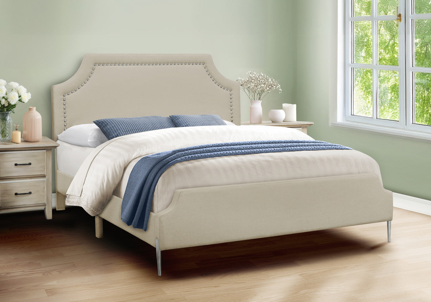 Vivian Queen Bed - Beige