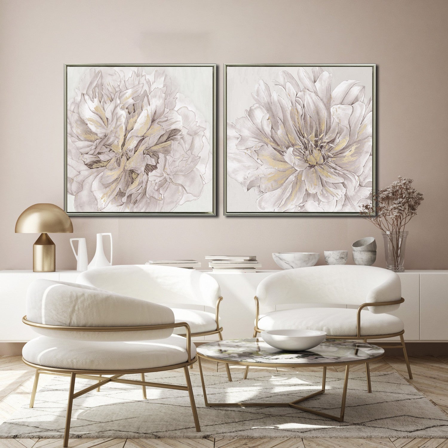 Petal Glow II Wall Art - White/Grey - 30 X 30
