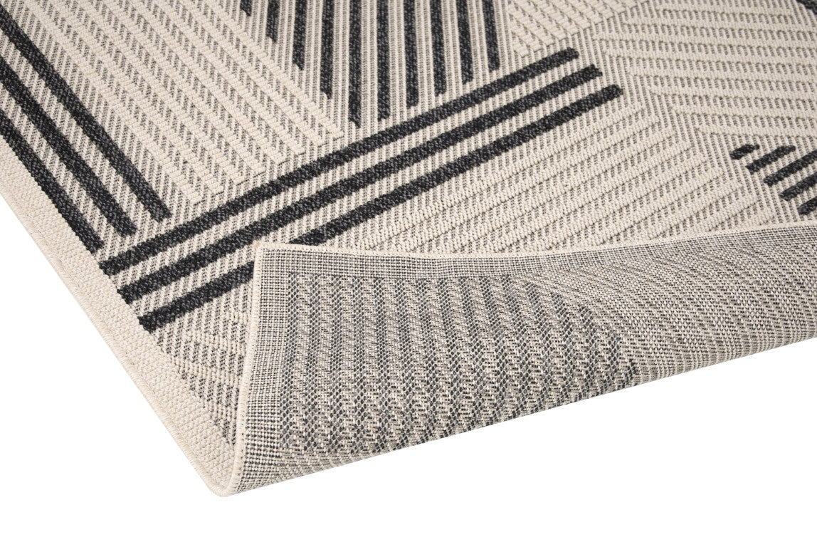 Assia Modern Outdoor Rug - 6' x 9' - Grey/Black