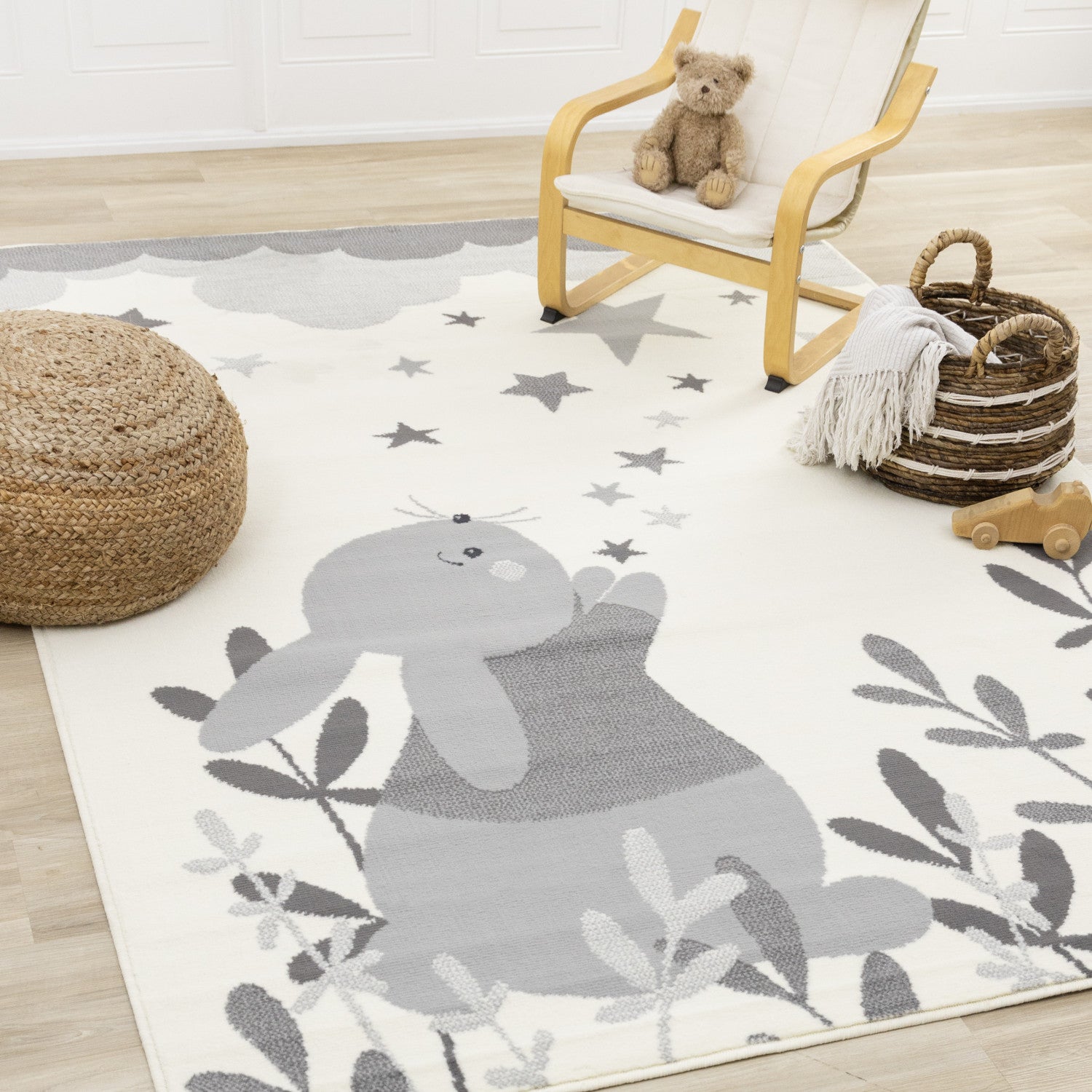 Kids Wishful Bunny Area Rug - 5' X 8' - Cream