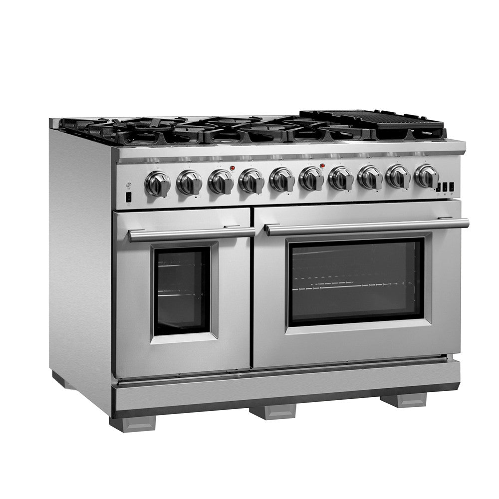 Forno Capriasca 48" Stainless Steel Freestanding Double Oven Gas Range (6.58 Cu. Ft.) - FFSGS6260-48