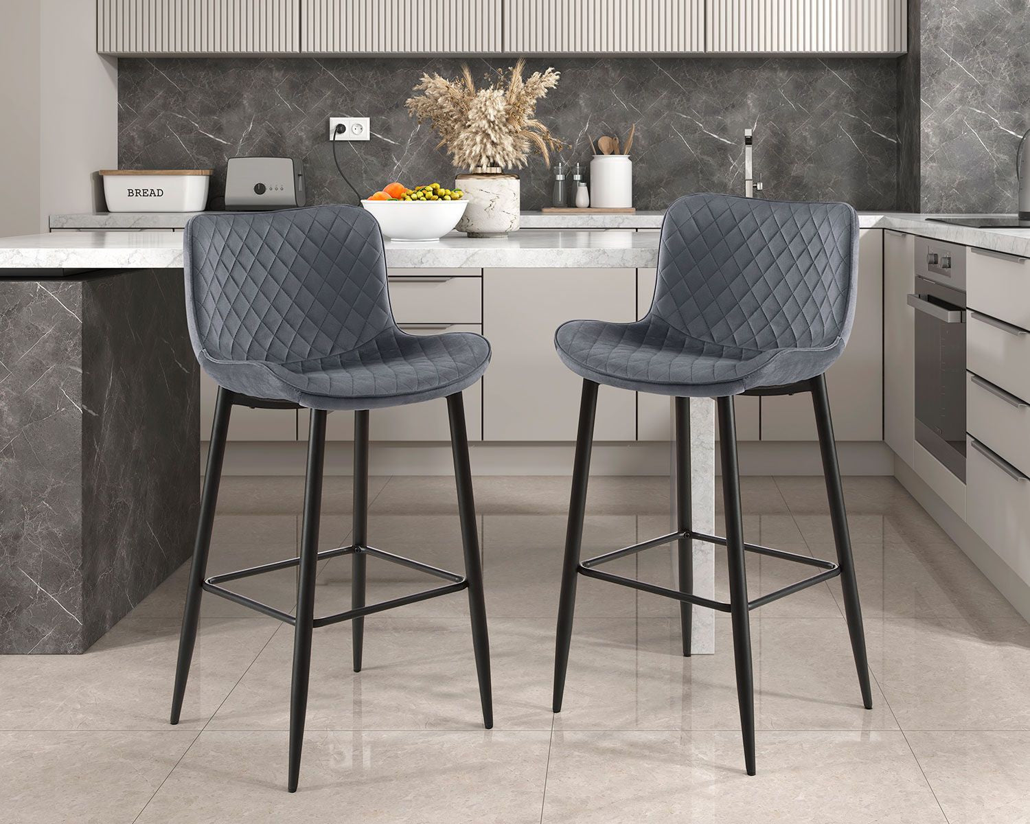 Nya Bar Stool - Grey - Set of Two