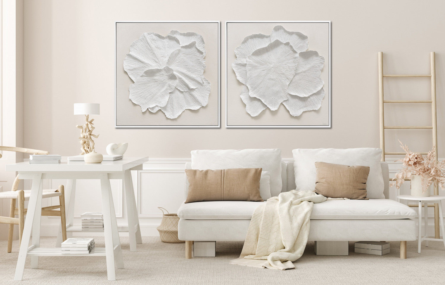 White Petal II Wall Art - White - 32 X 32