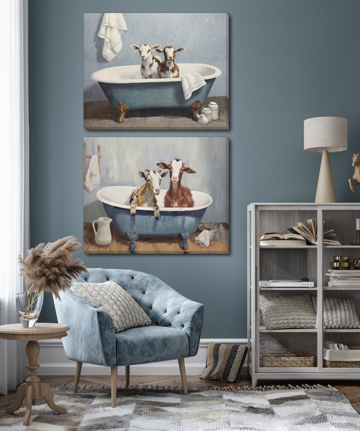 Goat Soak II Wall Art - Blue/Brown - 24 X 30