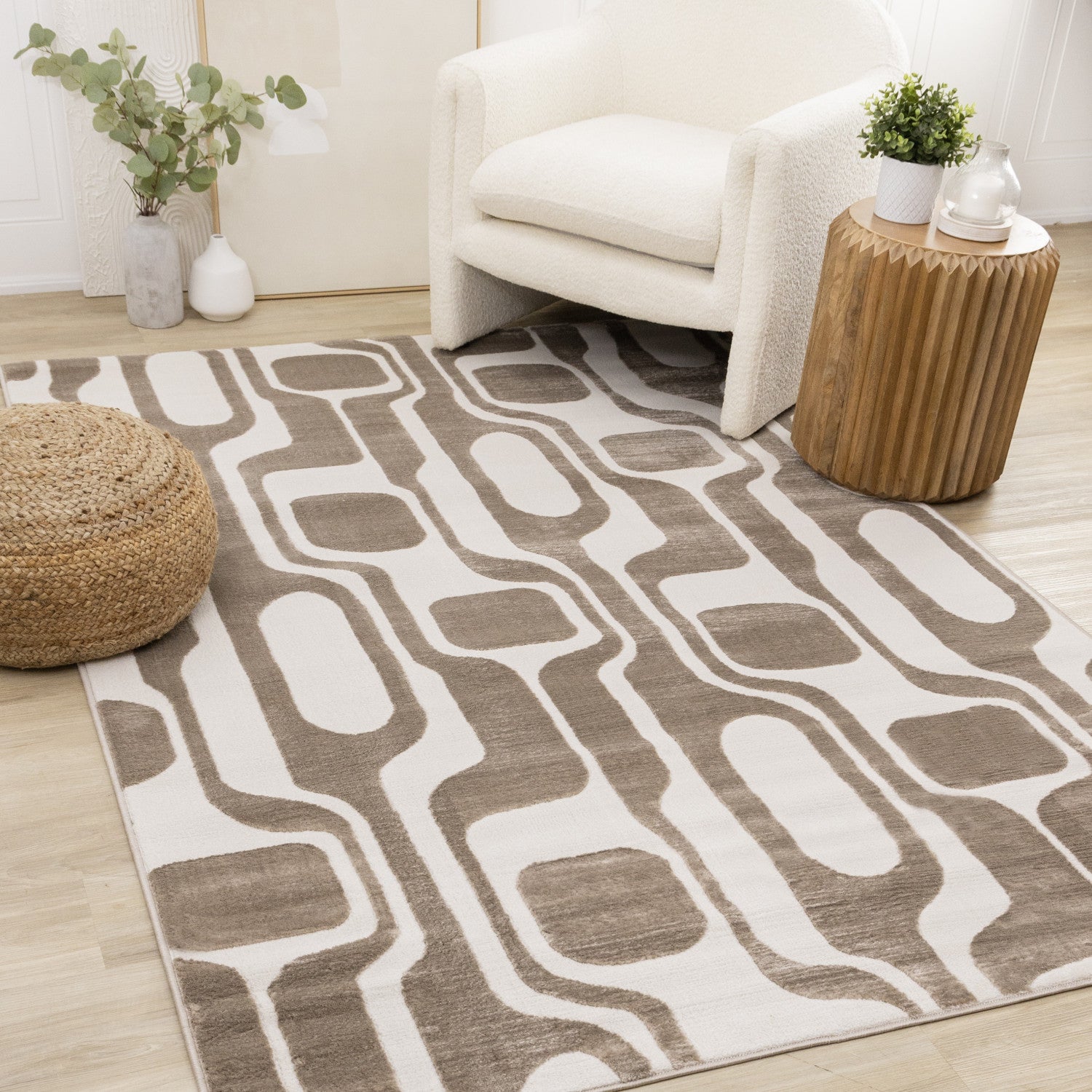 Logan Modern Area Rug - 8' X 11' - Brown/Cream