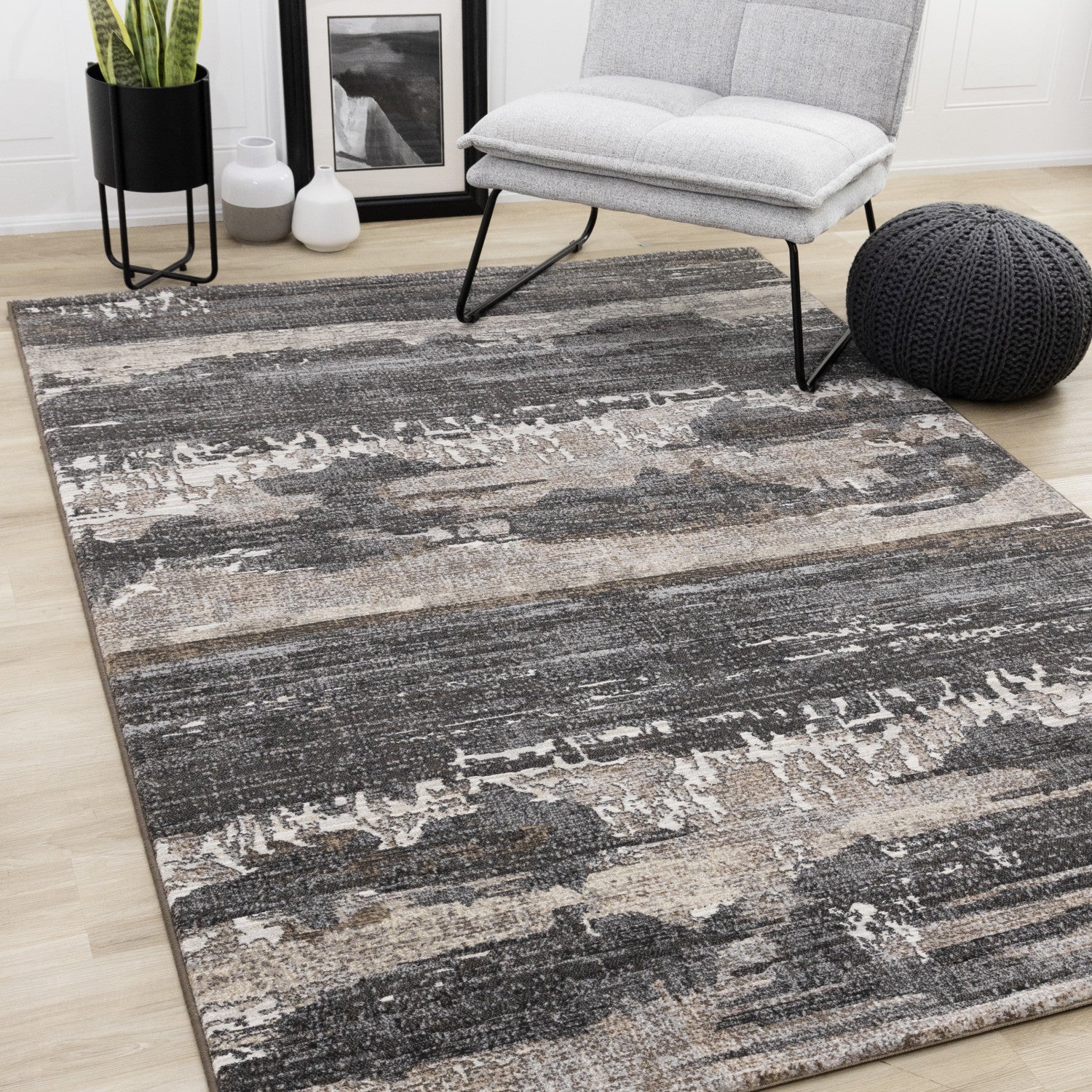 Allure Modern Dark Area Rug - 5' X 8' - Black/Brown
