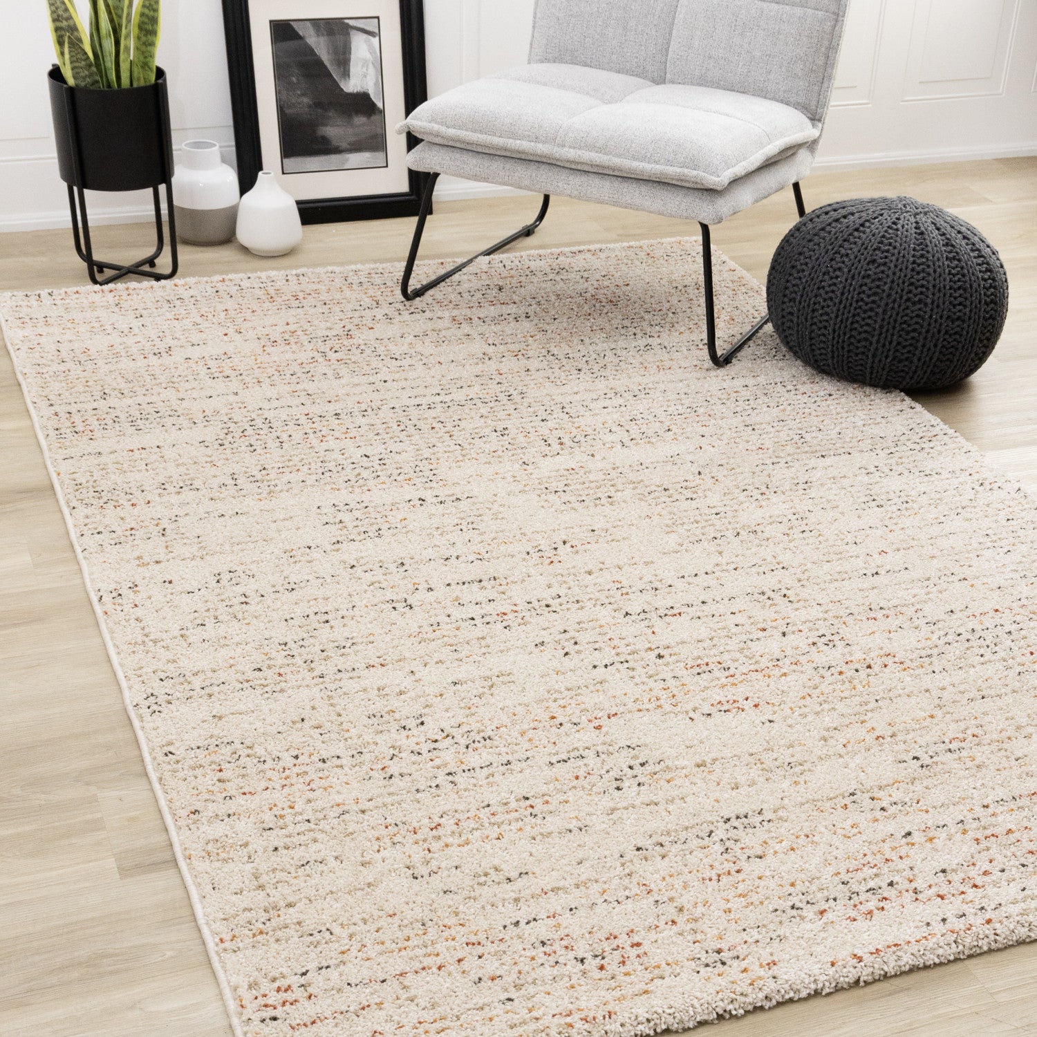 Halle Casual Contemporary Abstract Area Rug - 5' X 8' - Cream/Terra