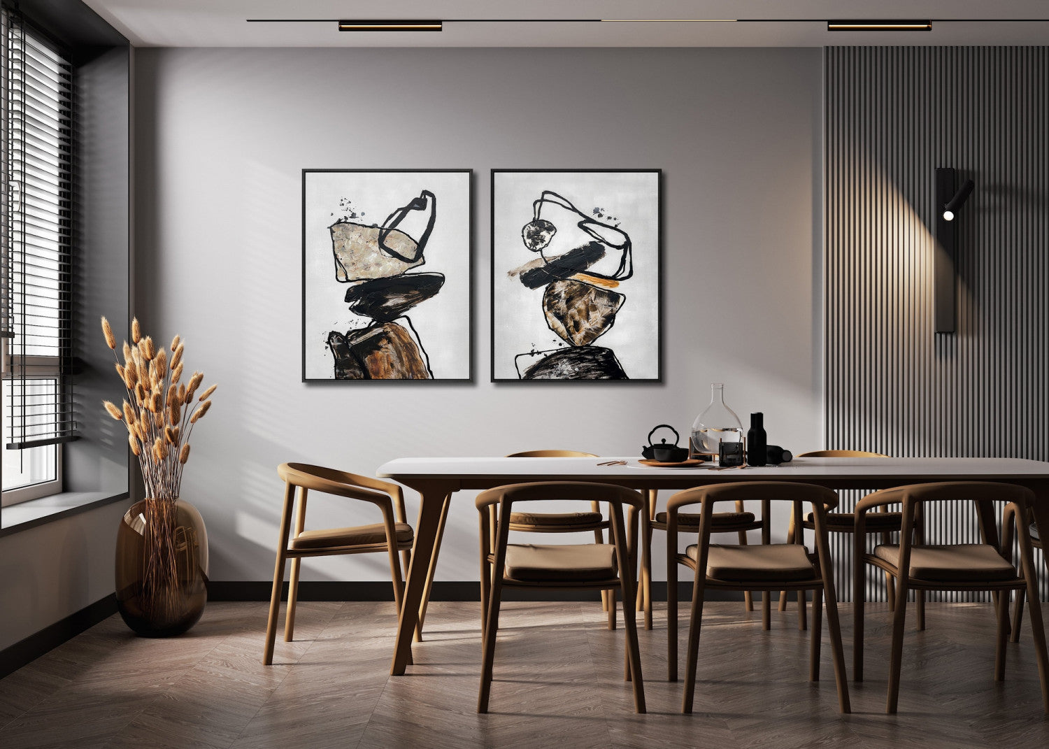 Equilibrium II Wall Art - Beige/Brown/Black - 24 X 30
