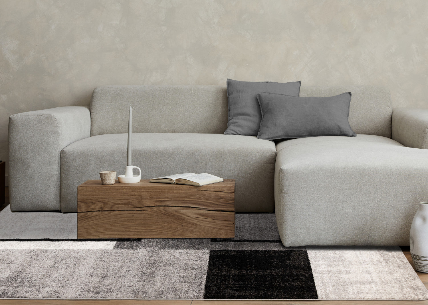 Elise Modern Geometric Area Rug - 8' X 11' - Grey/Black/White