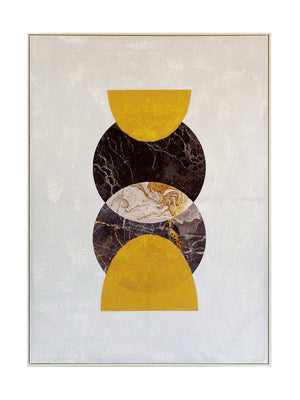 Esprit libre Tableau géométrique - blanc, gris et jaune