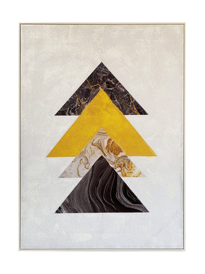 Esprit libre Tableau géométrique - blanc, gris et jaune