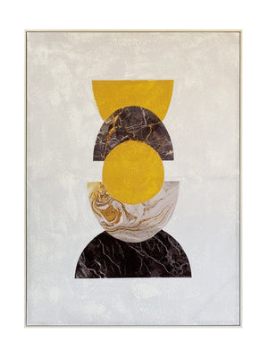 Esprit libre Tableau géométrique - blanc, jaune et gris