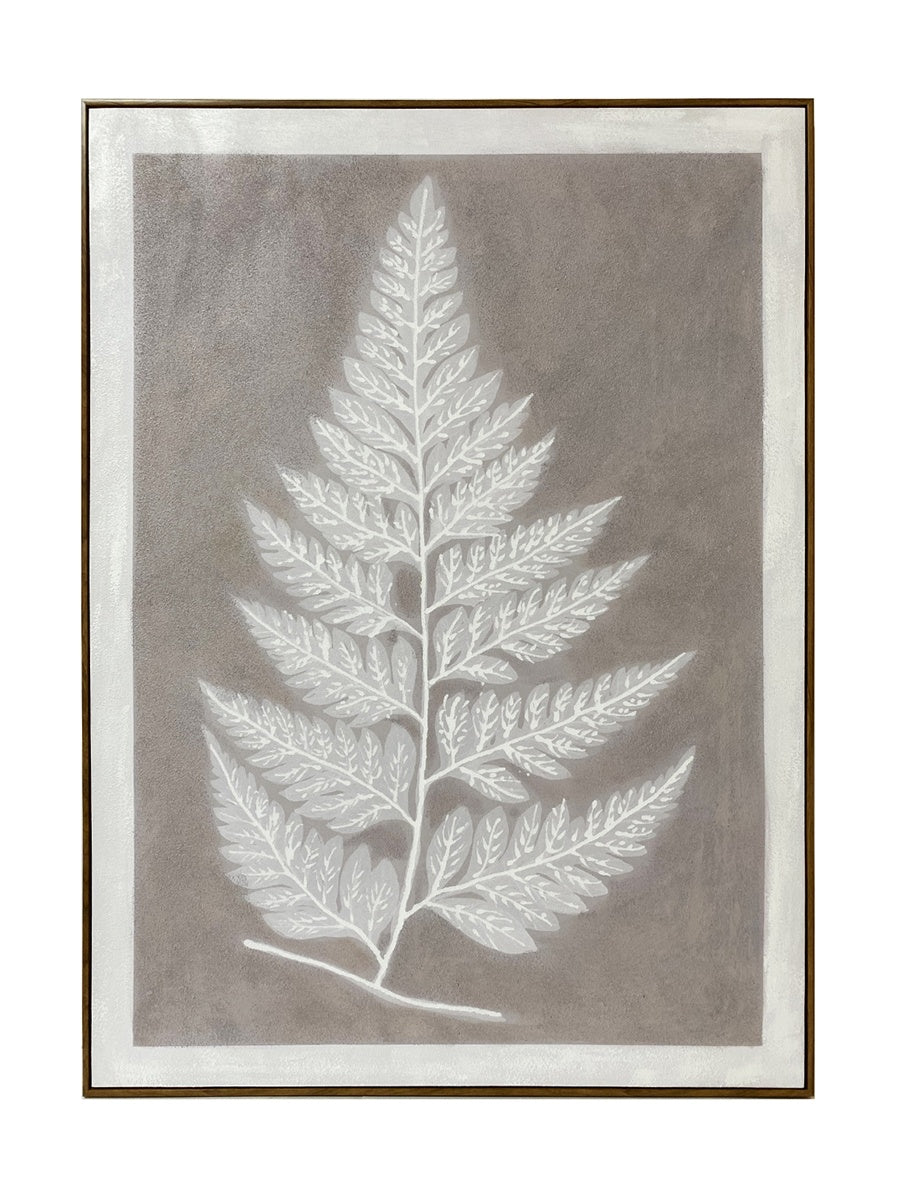 Free Spirit Fern Leaf Canvas Wall Art - White, Grey