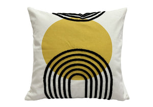 Esprit libre Coussin 18 po x 18 po - moutarde, blanc, noir