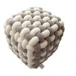 Free Spirit Braided Cube Ottoman - Grey, White