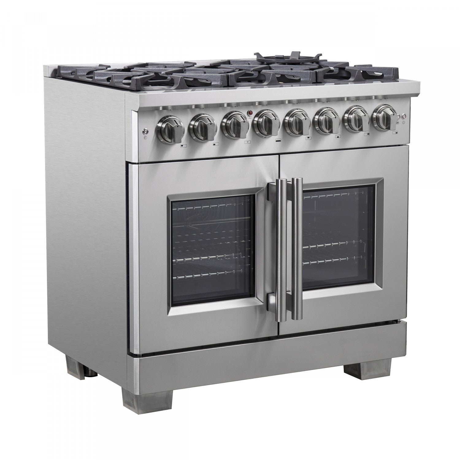 Forno Capriasca 36" Stainless Steel French Door Dual Fuel Range with True Convection (5.36 Cu. Ft.) - FFSGS6387-36