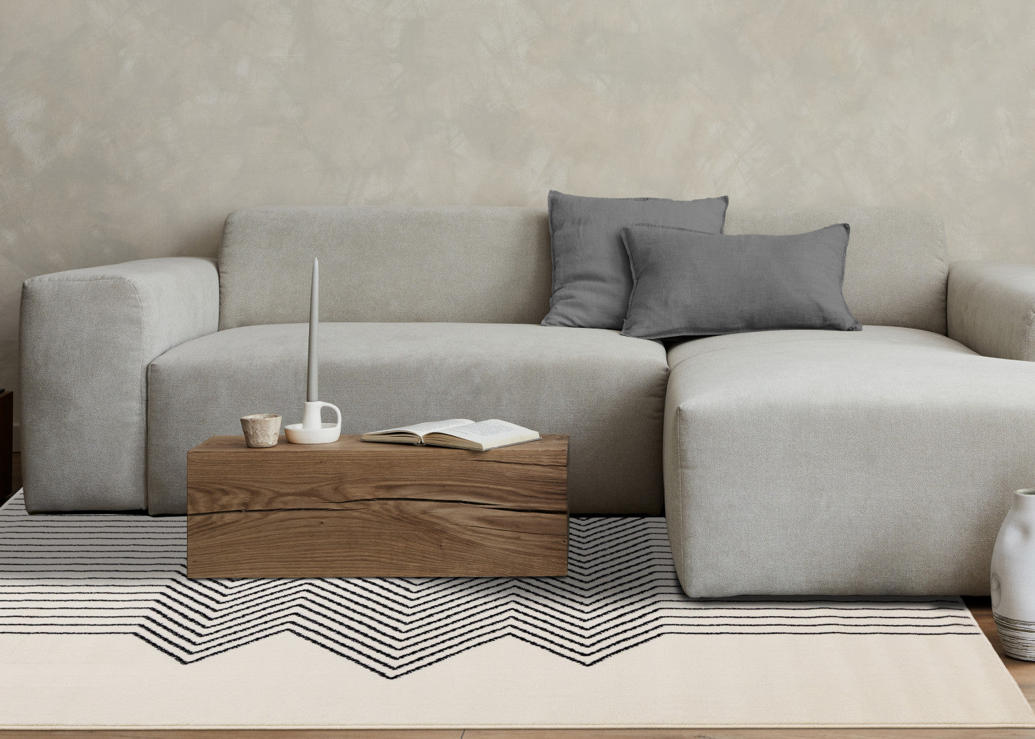 Functional Modern Soundwaves Area Rug - 5' X 8' - White/Black