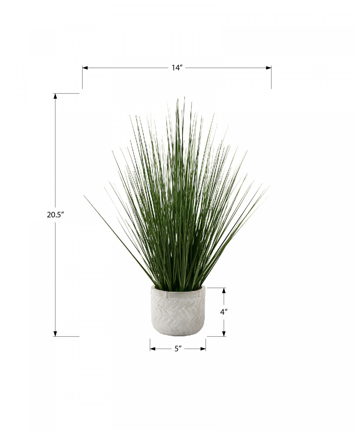 21" Grass Plant With 4" White Pot - Green