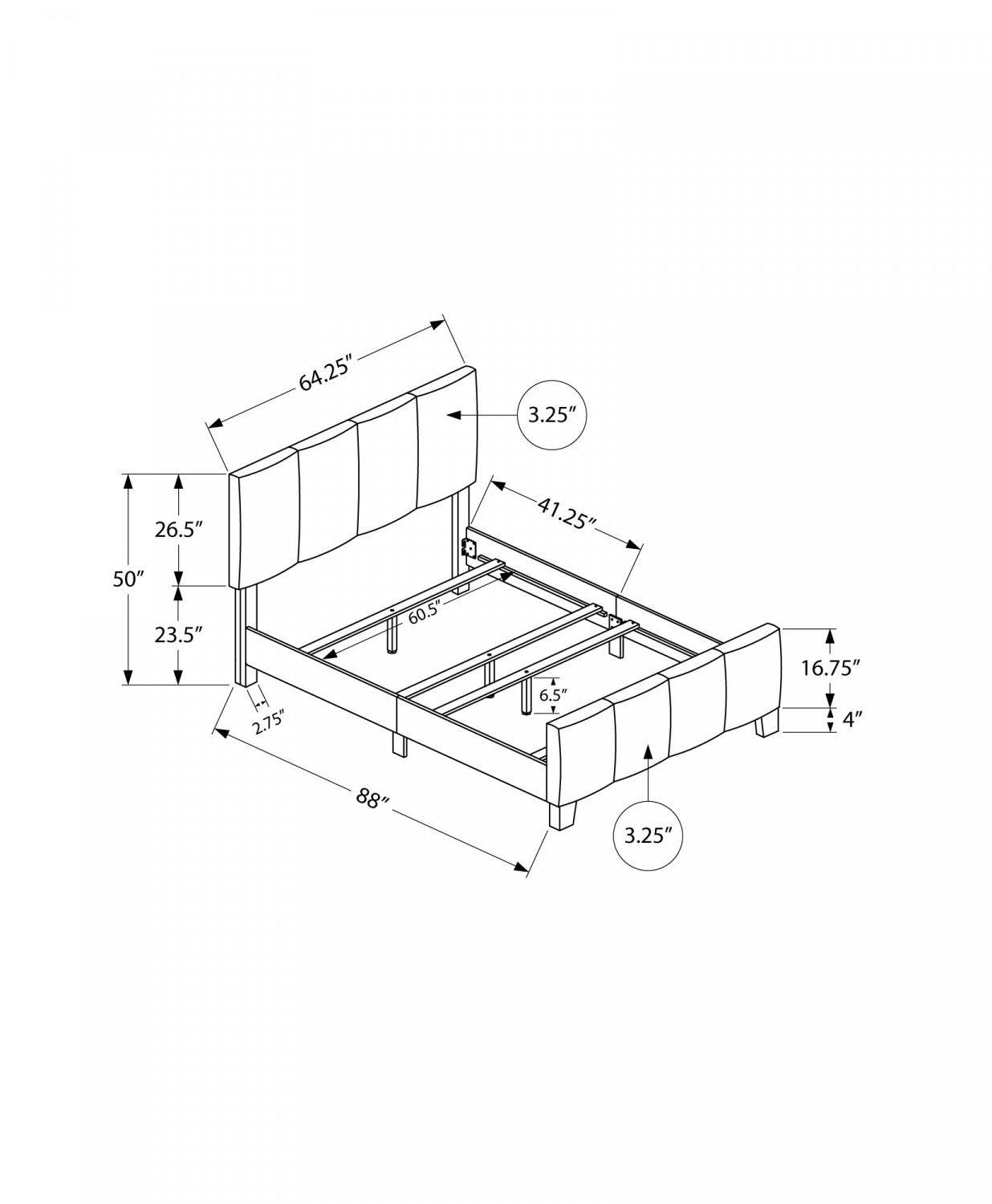 Lillian Queen Bed - Grey