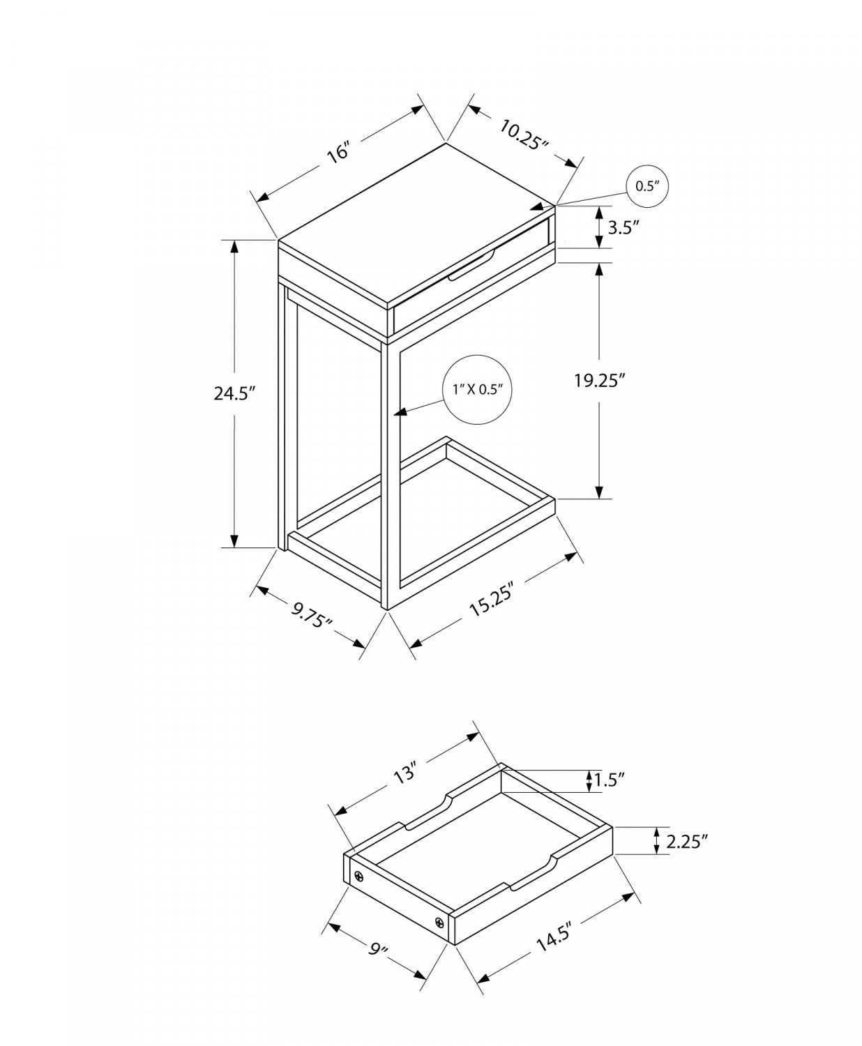 Astra Side Table - Brown