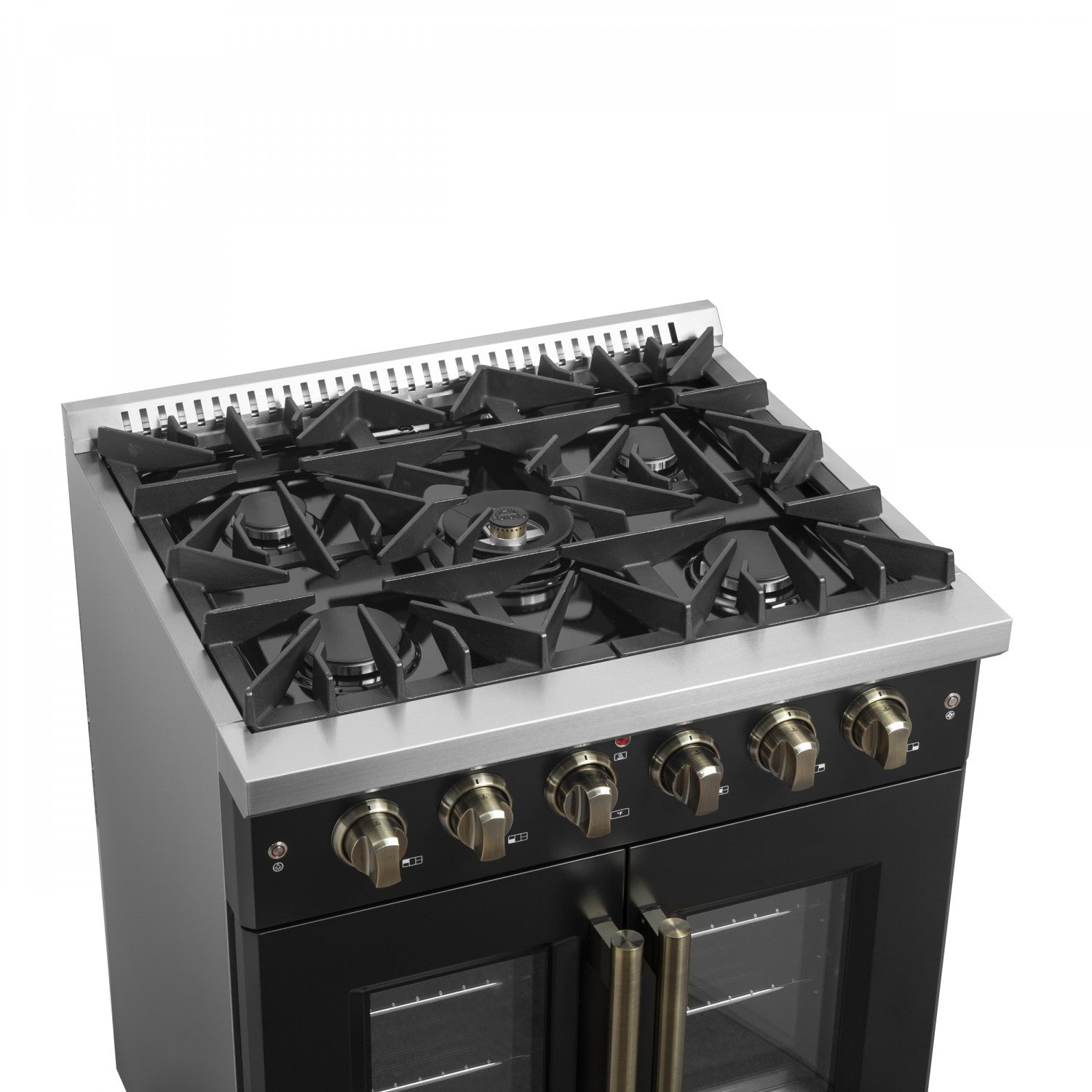 Forno Galiano 30" Black French Door Freestanding Gas Range (4.32 Cu. Ft.) - FFSGS6444-30BLK