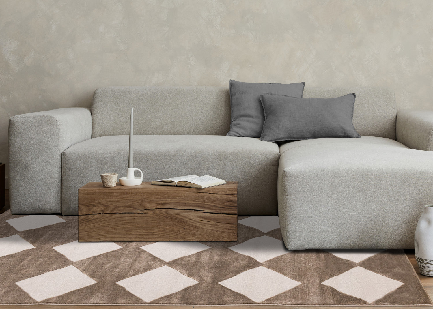 Logan Modern Diamonds Area Rug - 5' X 8' - Brown/Cream