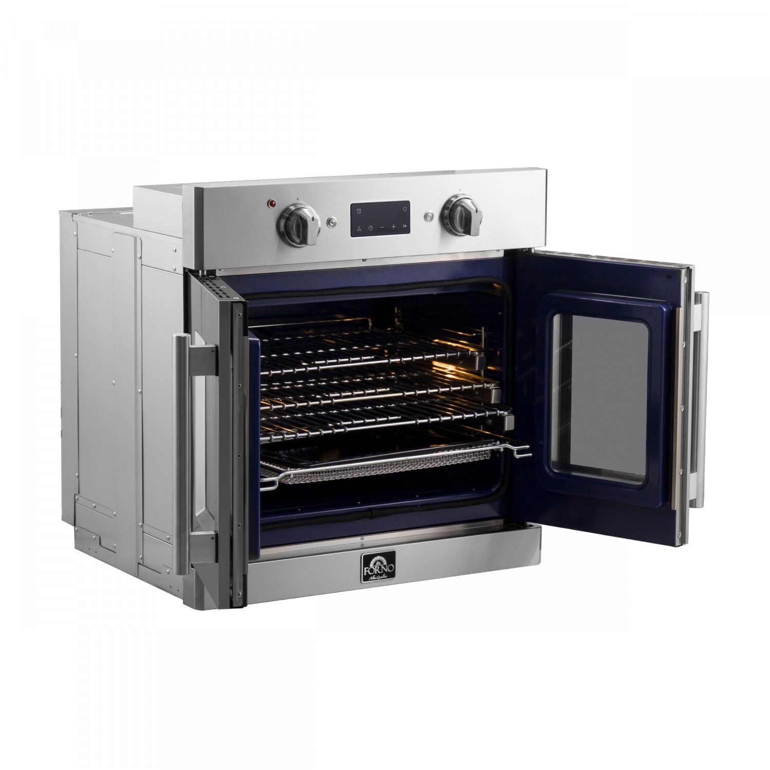 Forno Gallico Stainless Steel 30" French Door Electric Wall Oven with True Convection and Air Fry (3.68 Cu. Ft.) - FBOEL1371-30