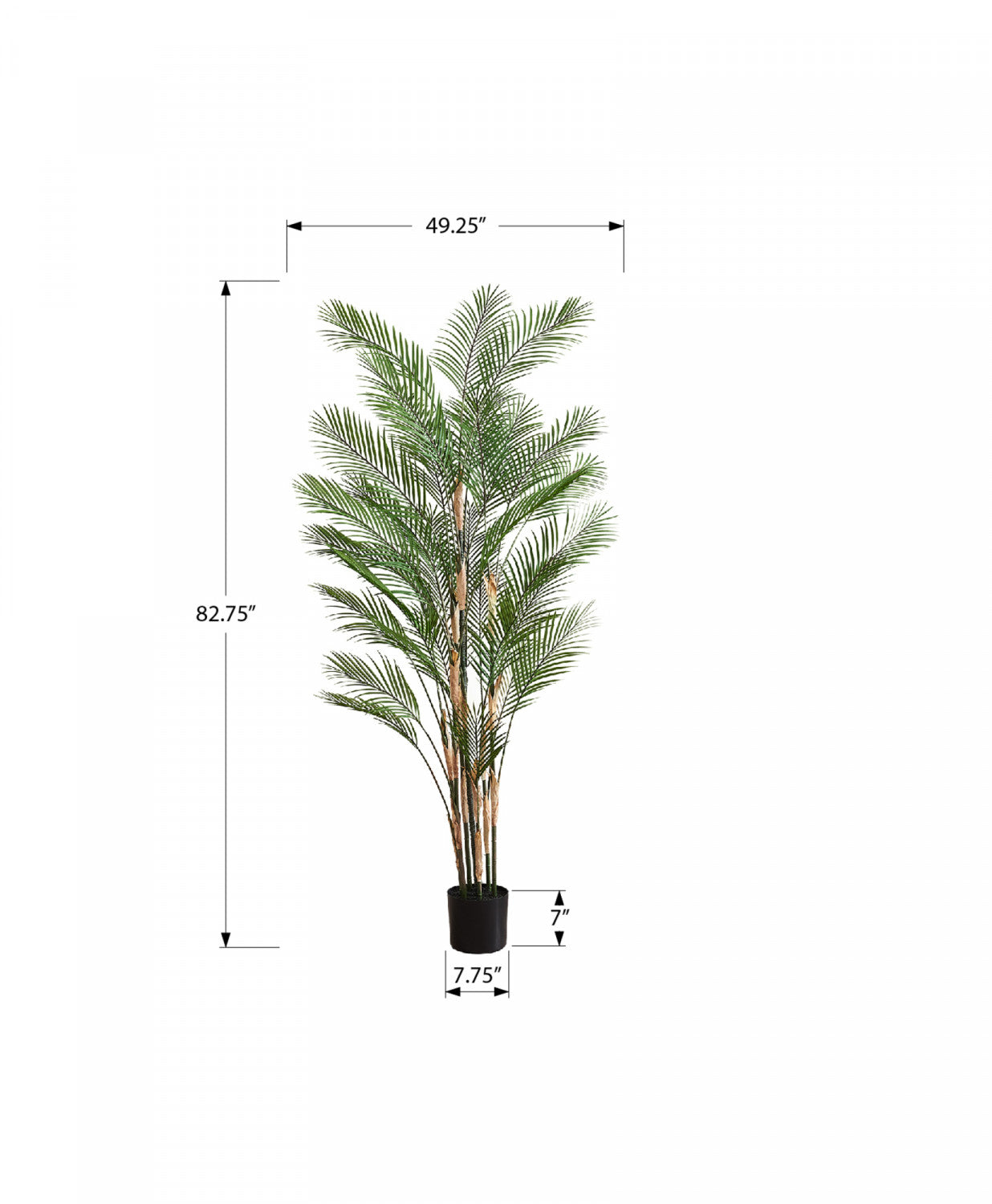 83" Palm Tree With 8" Black Pot - Green