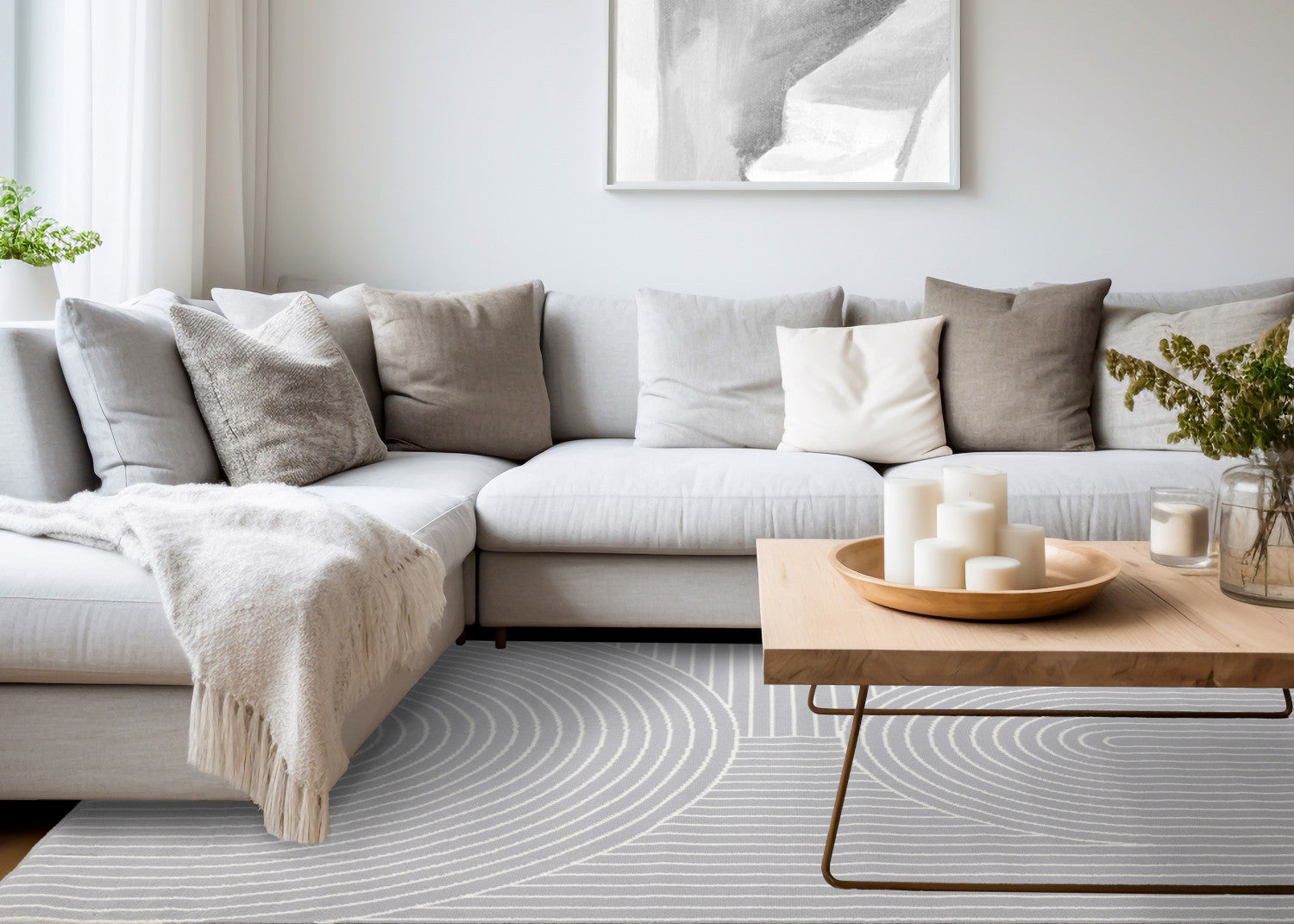 Functional Modern Arches Area Rug - 8' X 11' - Grey/White