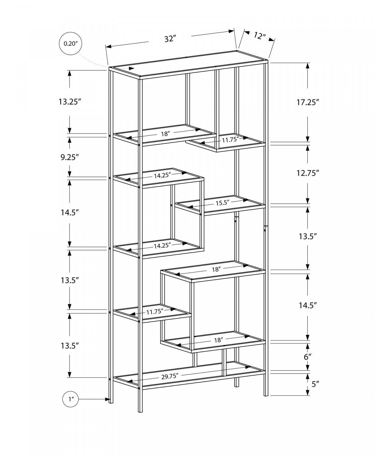Quin Bookcase - Silver