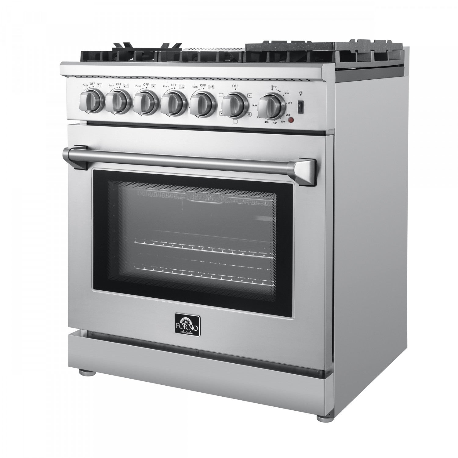 Forno Lazio Stainless Steel Dual Fuel Range with True Convection and Air Fry (4.32 Cu. Ft.) - FFSGS6196-30