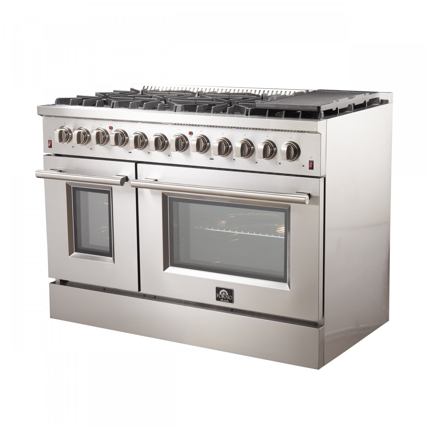 Forno Premium Stainless Steel Kitchen Package with 48" Dual Fuel Range, 2 28" Convertible Refrigerator/Freezer and 48" Range Hood - FBDL-017-04CAUS