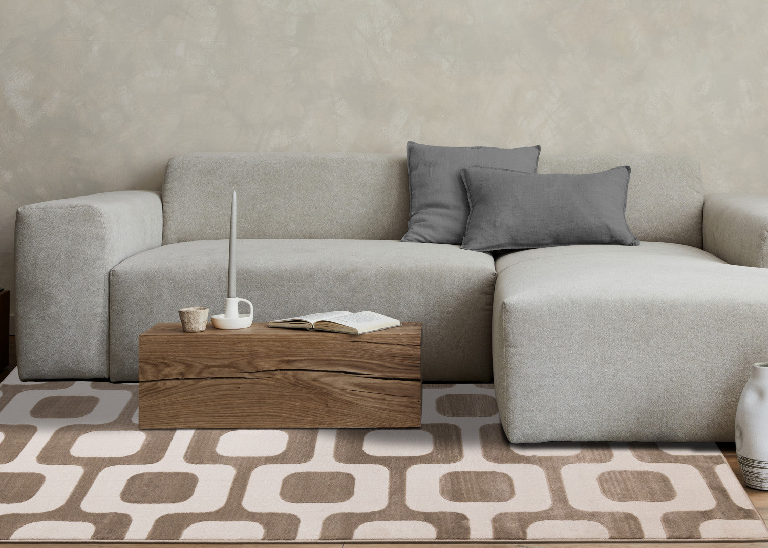 Logan Modern Vintage Area Rug - 7' X 10' - Brown/Cream